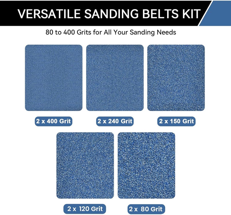 Aolabela 2x72 Inch Grinding Belts 10 Pcs 5 Grits Sizes (2 Each of 80/120/150/240/400 Grits) Heavy Duty Belt Sander Zirconia Sanding Belt Sander Paper for Wood, Metal, Stainless Steel, and Furniture - Image 3